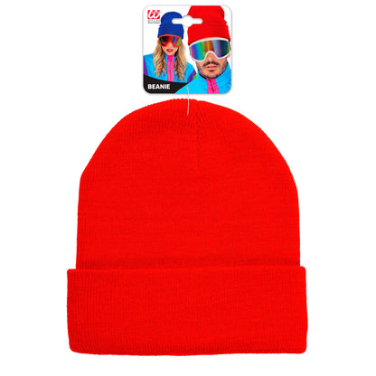 "MÜTZE BEANIE ROT" Wolloptik – Detailansicht