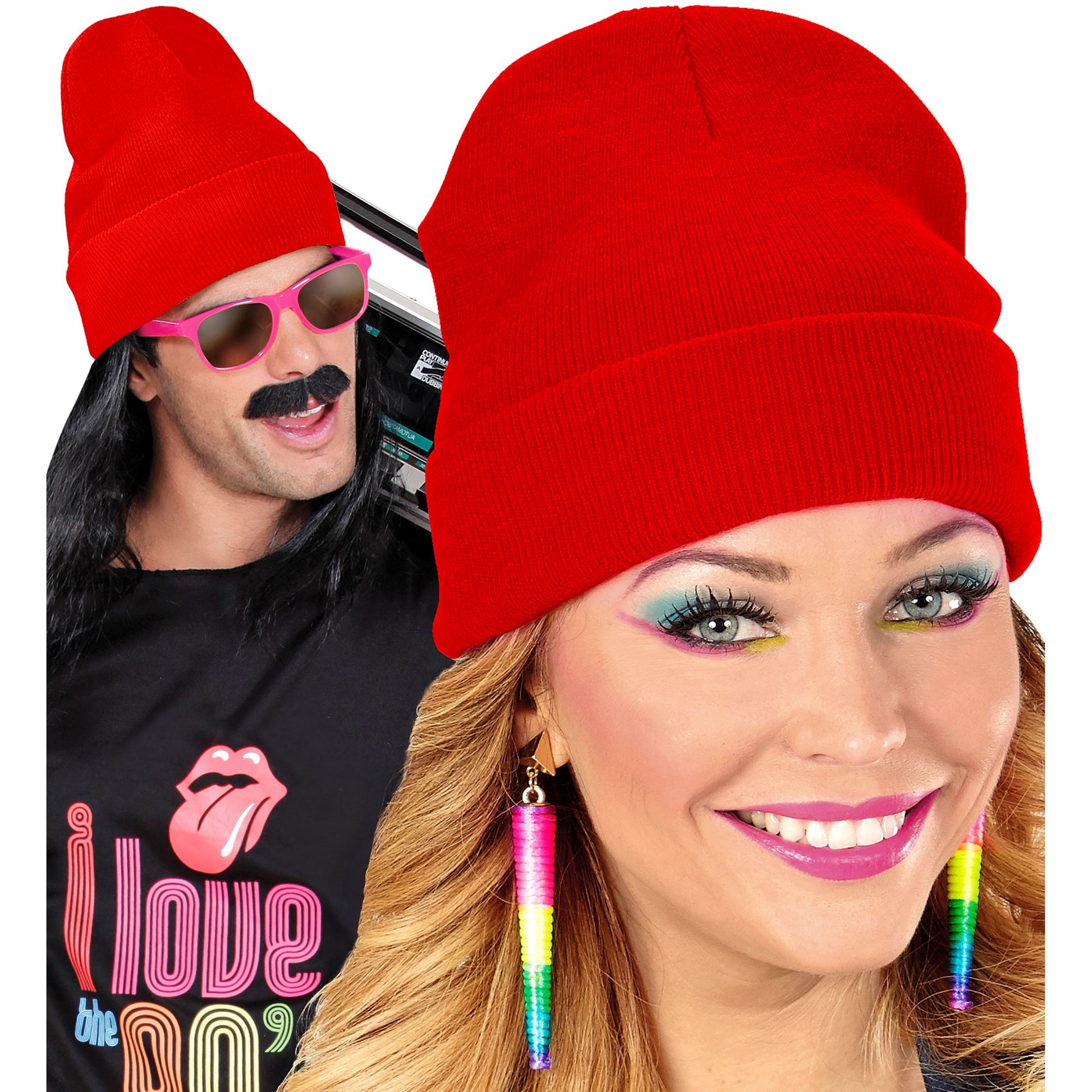 "MÜTZE BEANIE ROT" Wolloptik – Ansicht 6