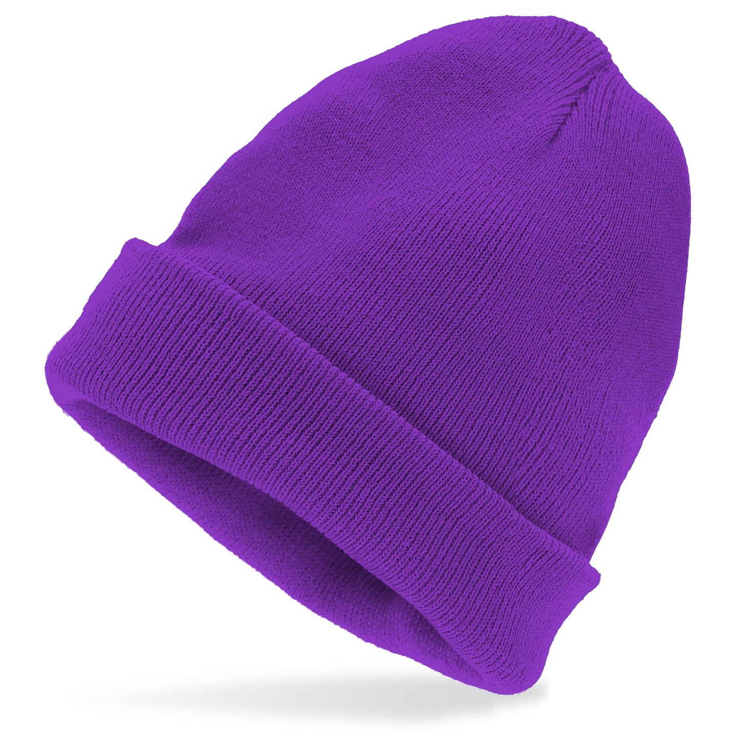 "MÜTZE BEANIE VIOLETT" Wolloptik – Vorderansicht