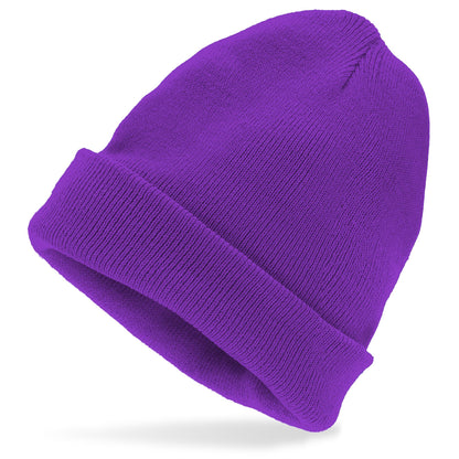 "MÜTZE BEANIE VIOLETT" Wolloptik – Vorderansicht