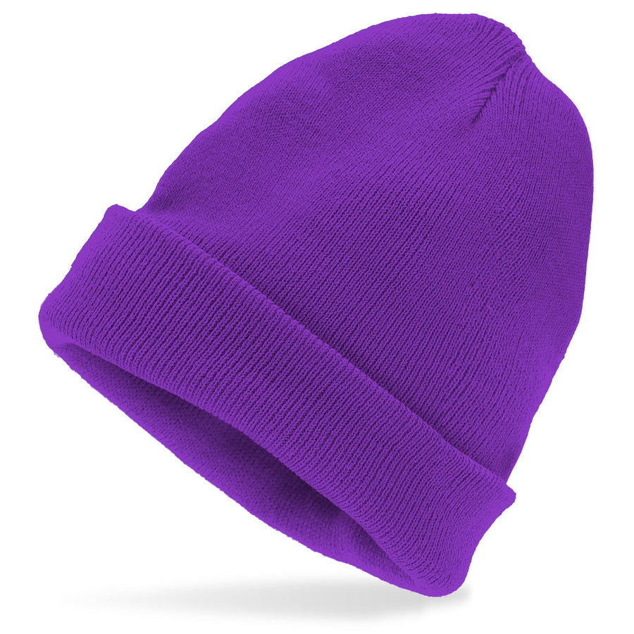 "MÜTZE BEANIE VIOLETT" Wolloptik – Vorderansicht