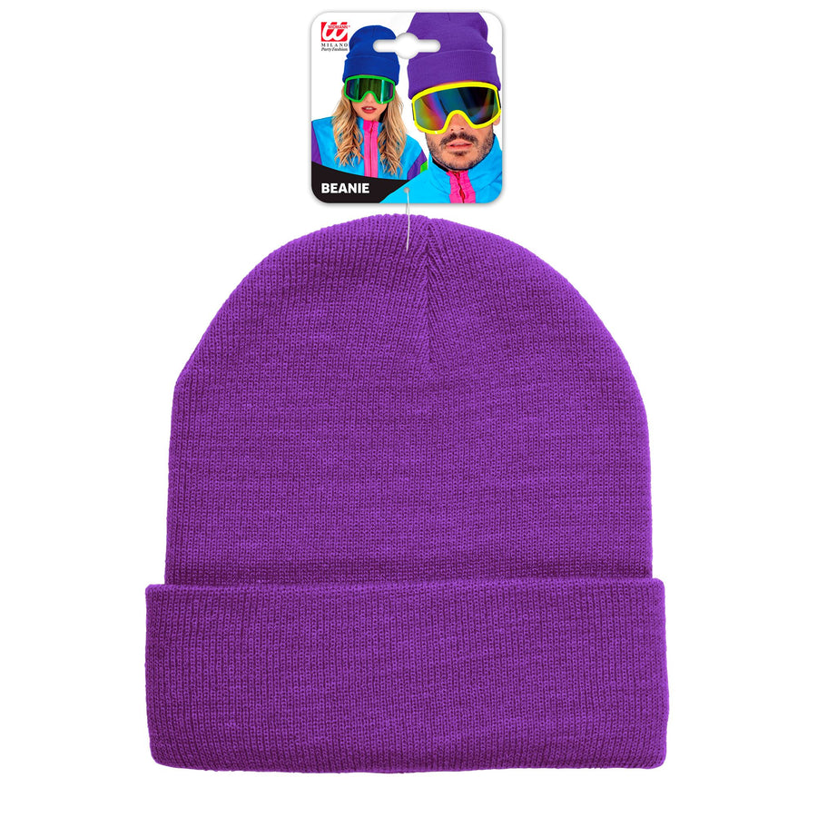 "MÜTZE BEANIE VIOLETT" Wolloptik – Detailansicht