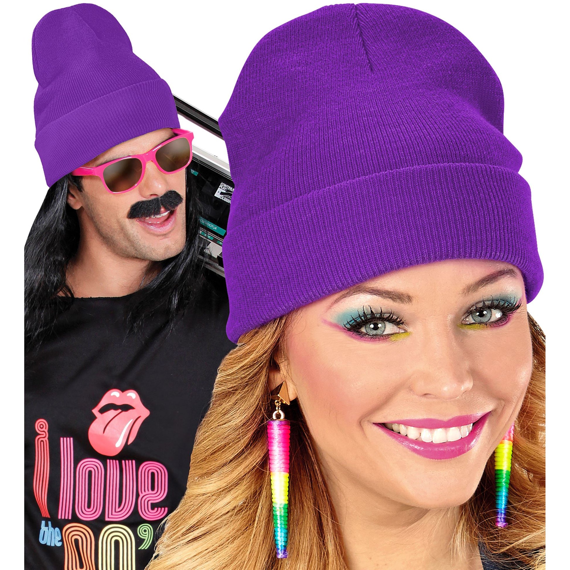 "MÜTZE BEANIE VIOLETT" Wolloptik – Ansicht 4