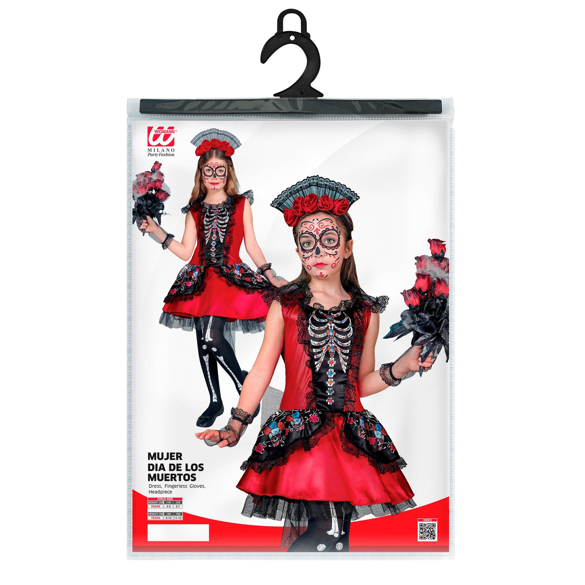 "MUJER DIA DE LOS MUERTOS" (Kleid, fingerlose Handschuhe, Kopfschmuck) – Ansicht 5