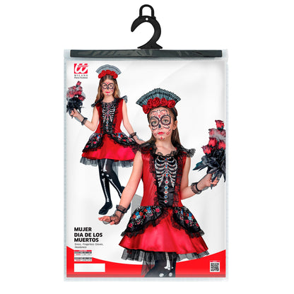 "MUJER DIA DE LOS MUERTOS" (Kleid, fingerlose Handschuhe, Kopfschmuck) – Ansicht 5