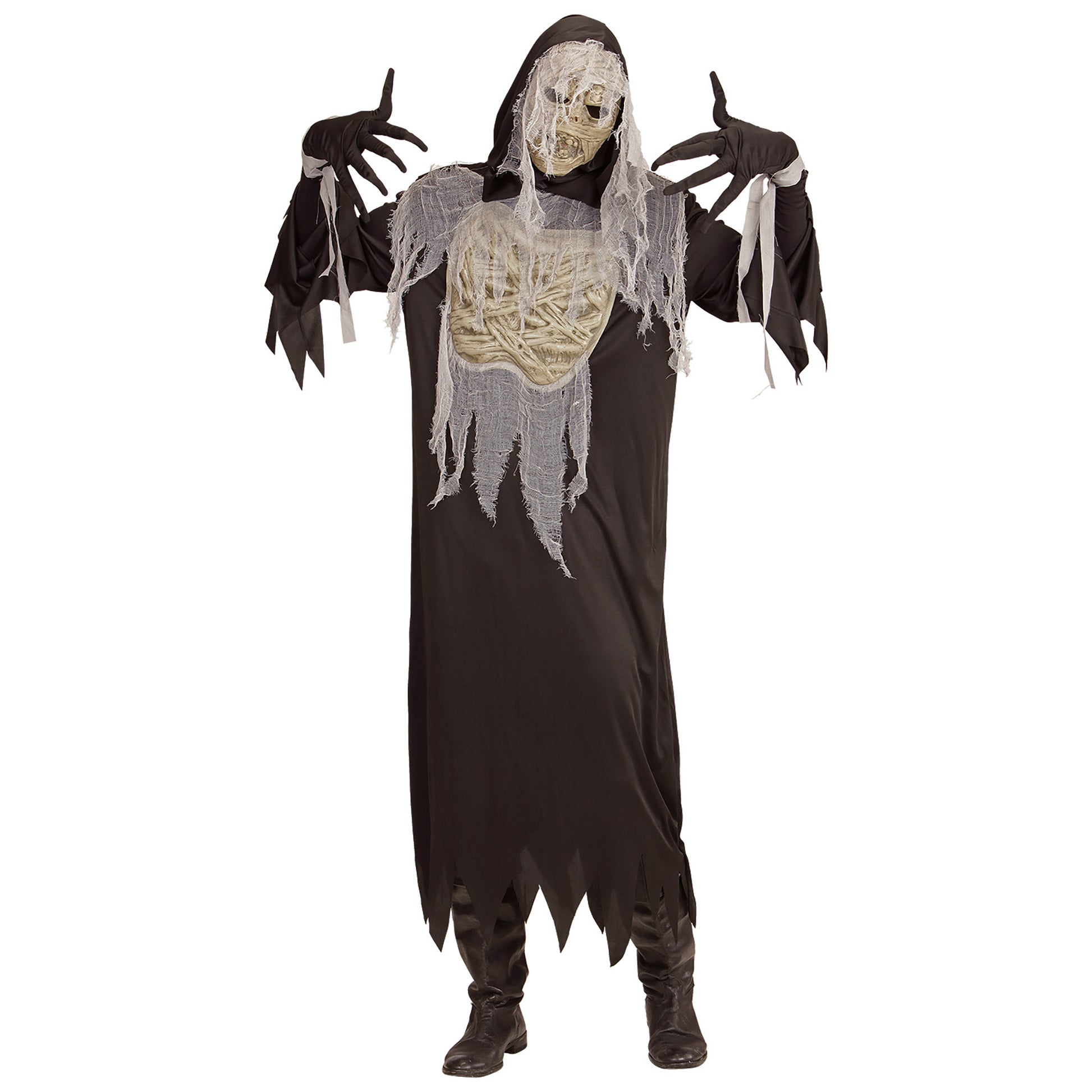 "MUMIE" (Robe mit Kapuze, Handschuhe, Maske) – Vorderansicht