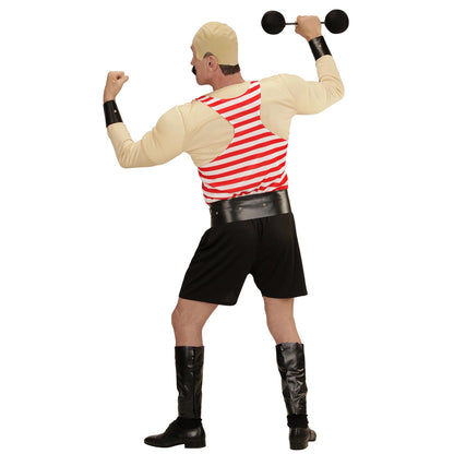 "MUSKELMANN" (Muskelshirt, Unterhemd, Shorts, Gürtel, Armschoner, Beinschoner, Hanteln) – Ansicht 3