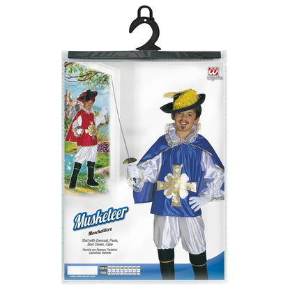 "MUSKETIER" sort. in 2 Farben (Hemd mit Coat, Hose, Überstiefel, Umhang) – Detailansicht