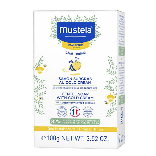 Mustela Mustela, Cold Cream, Natural Beeswax, Sanfte Reinigung, Seifenstück, 100 g Regular