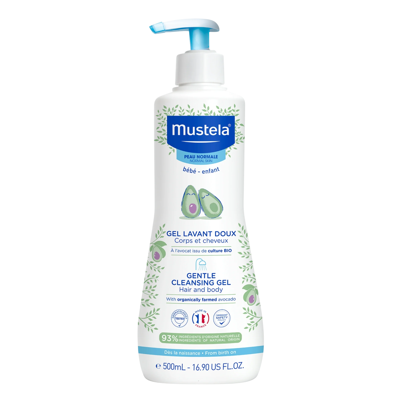 Mustela Mustela, Mustela, Avocado, Sanfte Reinigung, Reinigungsgel, Für Gesicht & Haar, 500 ml Regular