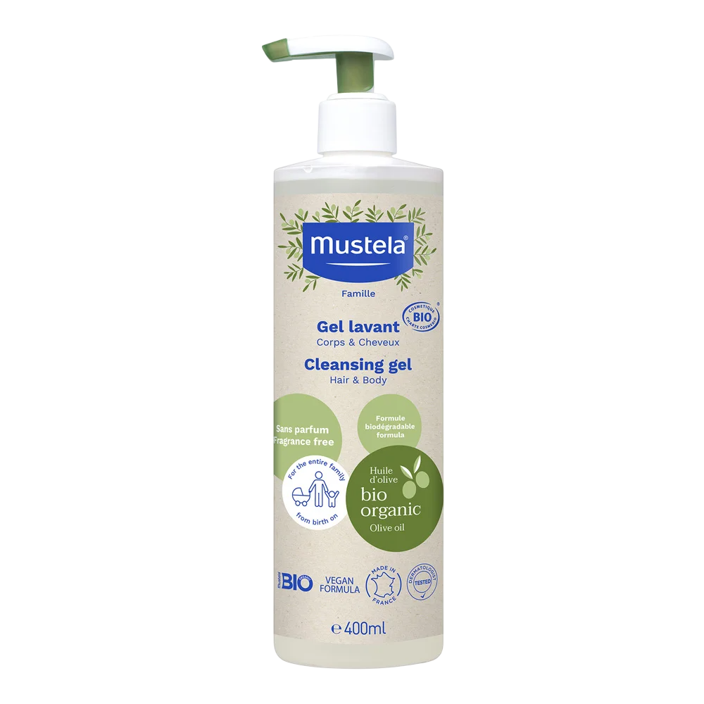 Mustela Mustela, Organic, Olivenöl, Reinigung, Duschgel, Für Haar & Körper, Alle Hauttypen, 400 ml Regular