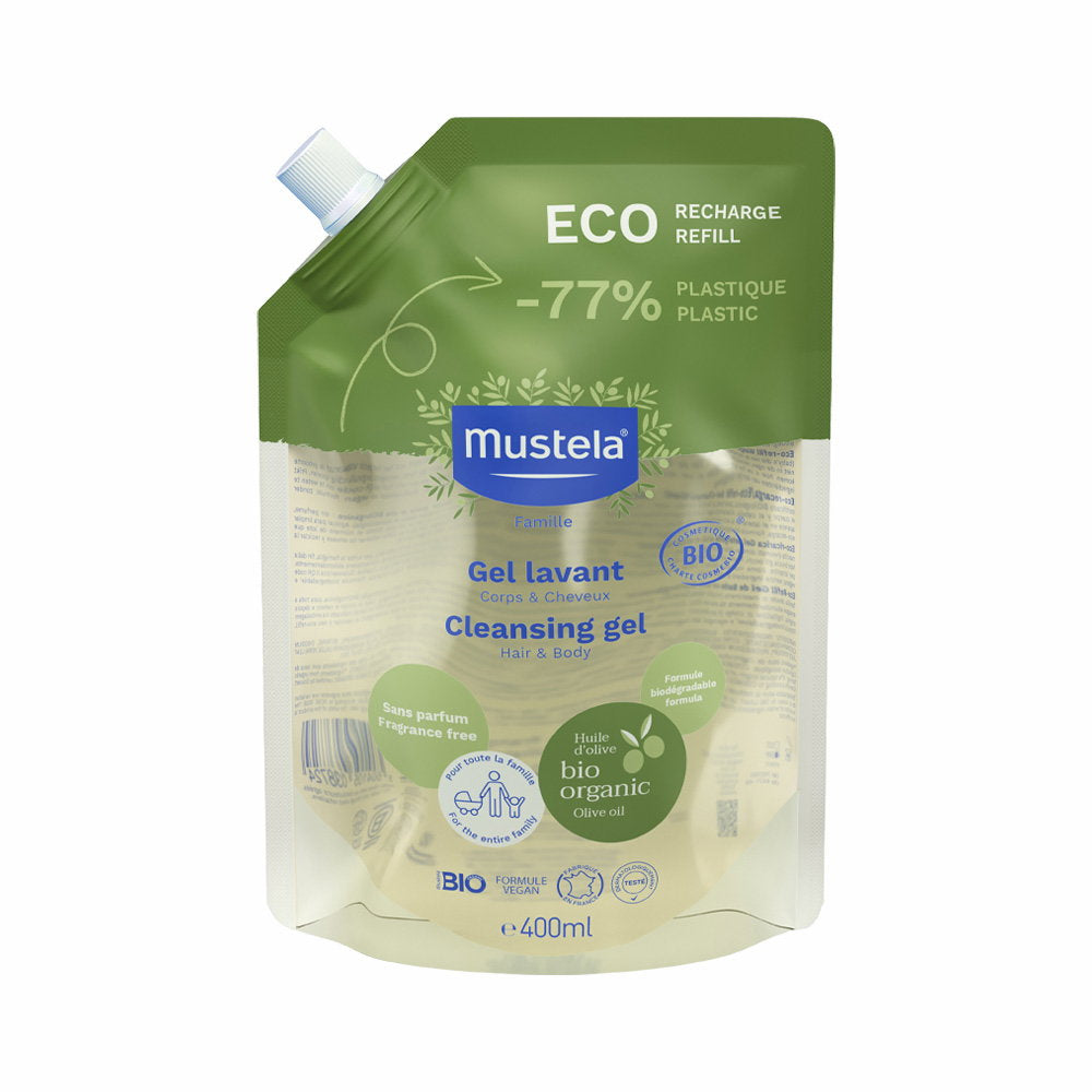 Mustela Mustela, Organic, Olivenöl, Reinigung, Duschgel, Für Haar & Körper, Alle Hauttypen, 400 ml Regular