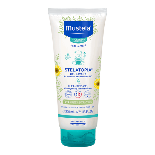 Mustela Mustela, Stelatopia, Sonnenblume, Beruhigend und entspannend, Duschgel, Für sehr trockene bis atopische empfindliche 