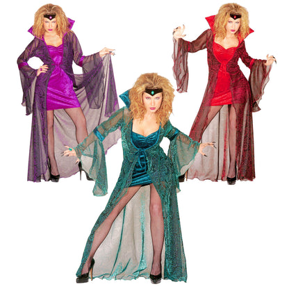 "MYSTIC MISTRESS" in 3 Farben sort. (Kleid, Überzieher, Stirnband mitEdelstein) – Vorderansicht