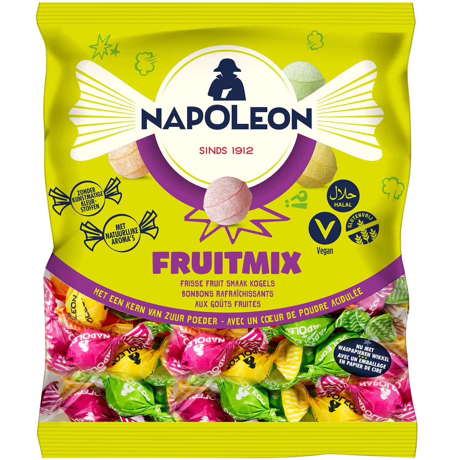 Napoleon Fruitmix Bonbons 1kg Vegane Fruchtbonbons mit Brausefüllung – Produktansicht