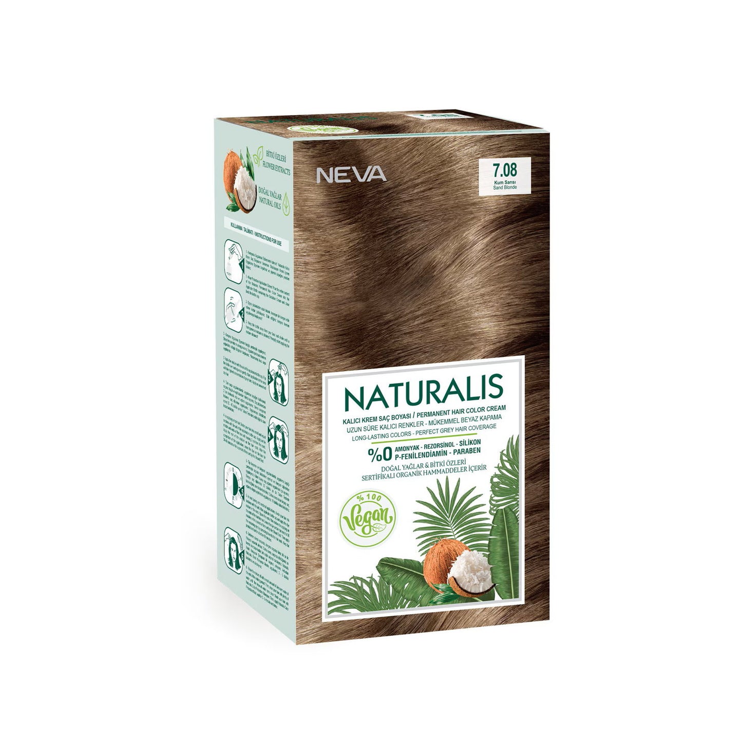 Neva, Naturalis, Permanente Haarfarbe, 7.08 Sand Blonde, 150 ml