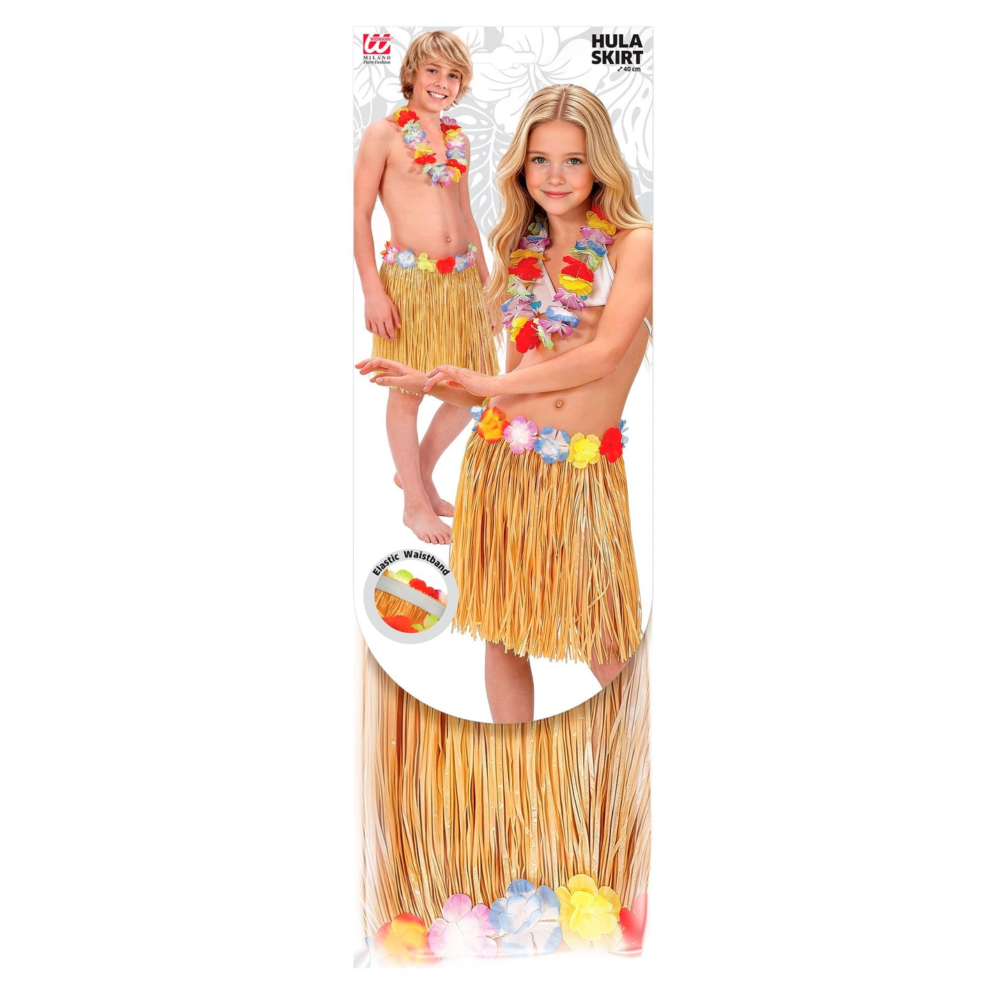 "NATURFARBENER HAWAII BASTROCK MIT BLUMENGÜRTEL" 40 cm für Kinder – Detailansicht