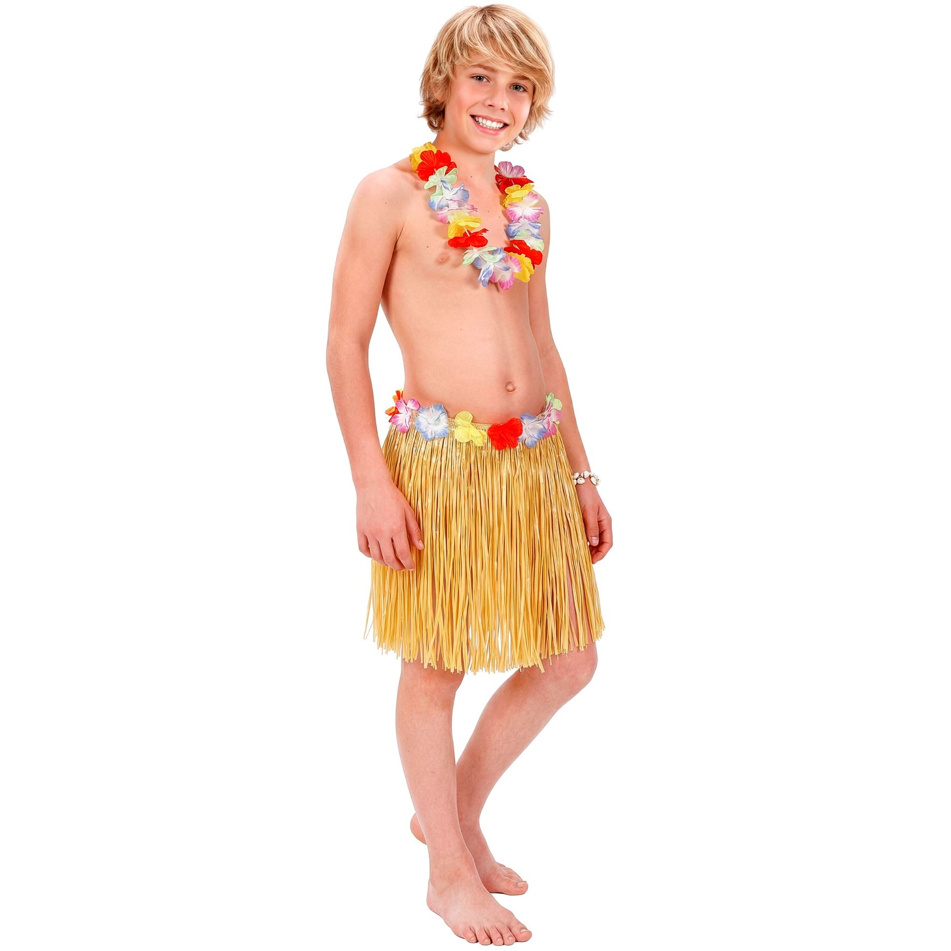 "NATURFARBENER HAWAII BASTROCK MIT BLUMENGÜRTEL" 40 cm für Kinder – Ansicht 4