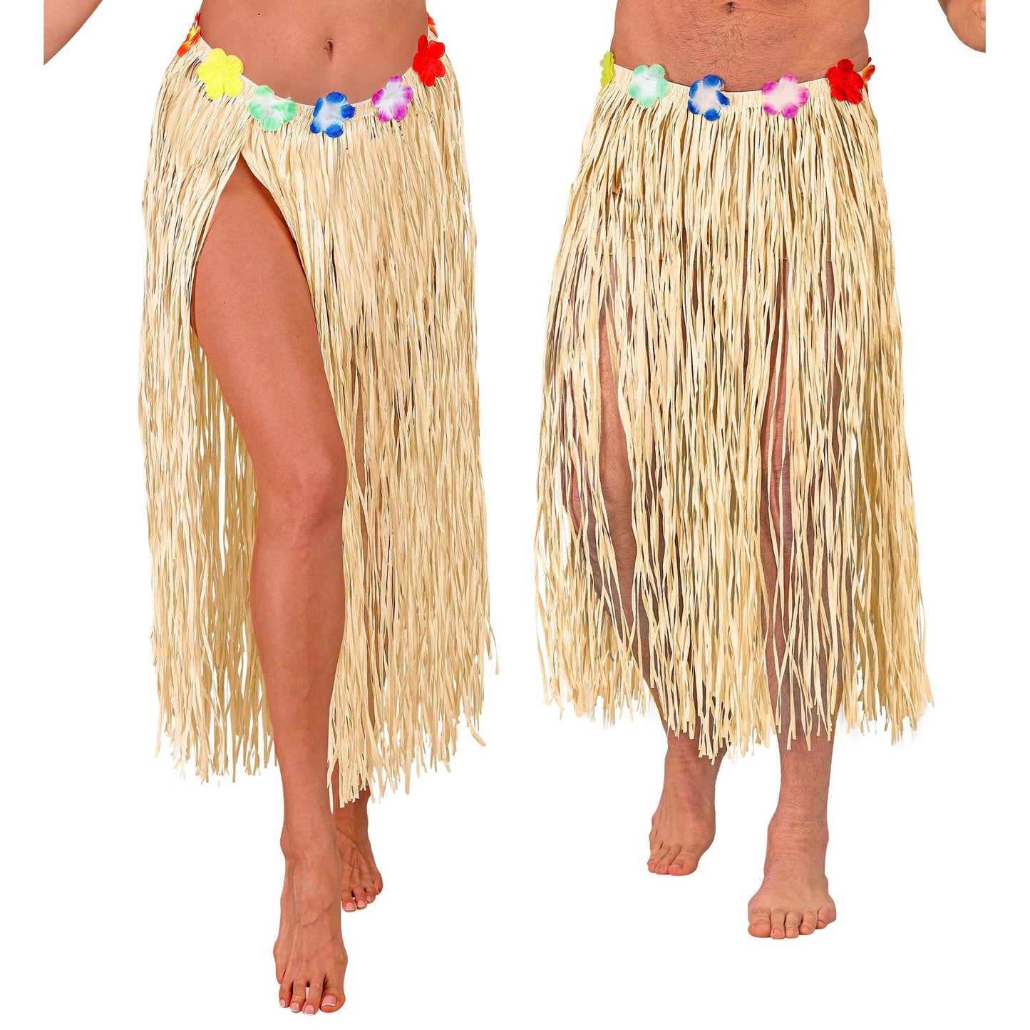 "NATURFARBENER HAWAII BASTROCK MIT BLUMENGÜRTEL" 80 cm - größenverstellbar – Vorderansicht