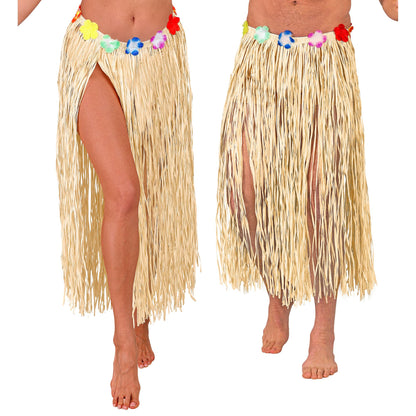 "NATURFARBENER HAWAII BASTROCK MIT BLUMENGÜRTEL" 80 cm - größenverstellbar – Vorderansicht