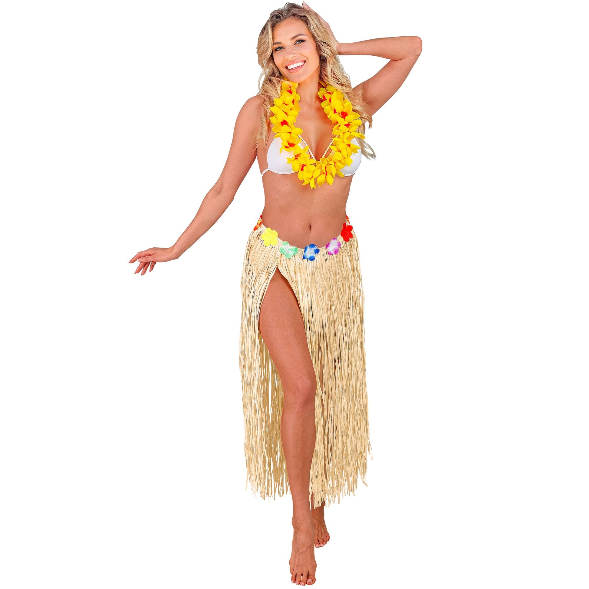"NATURFARBENER HAWAII BASTROCK MIT BLUMENGÜRTEL" 80 cm - größenverstellbar – Ansicht 3