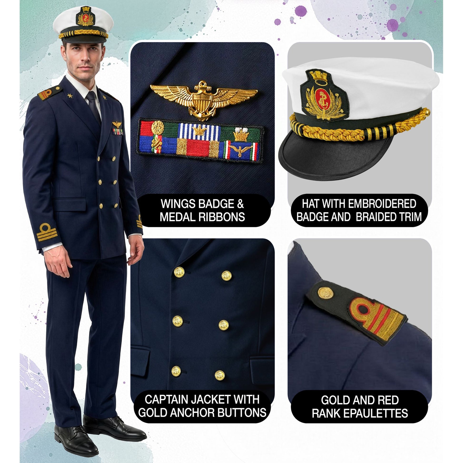 "NAVY KAPITÄN" (Jackett, Hose, Mütze) – Ansicht 6
