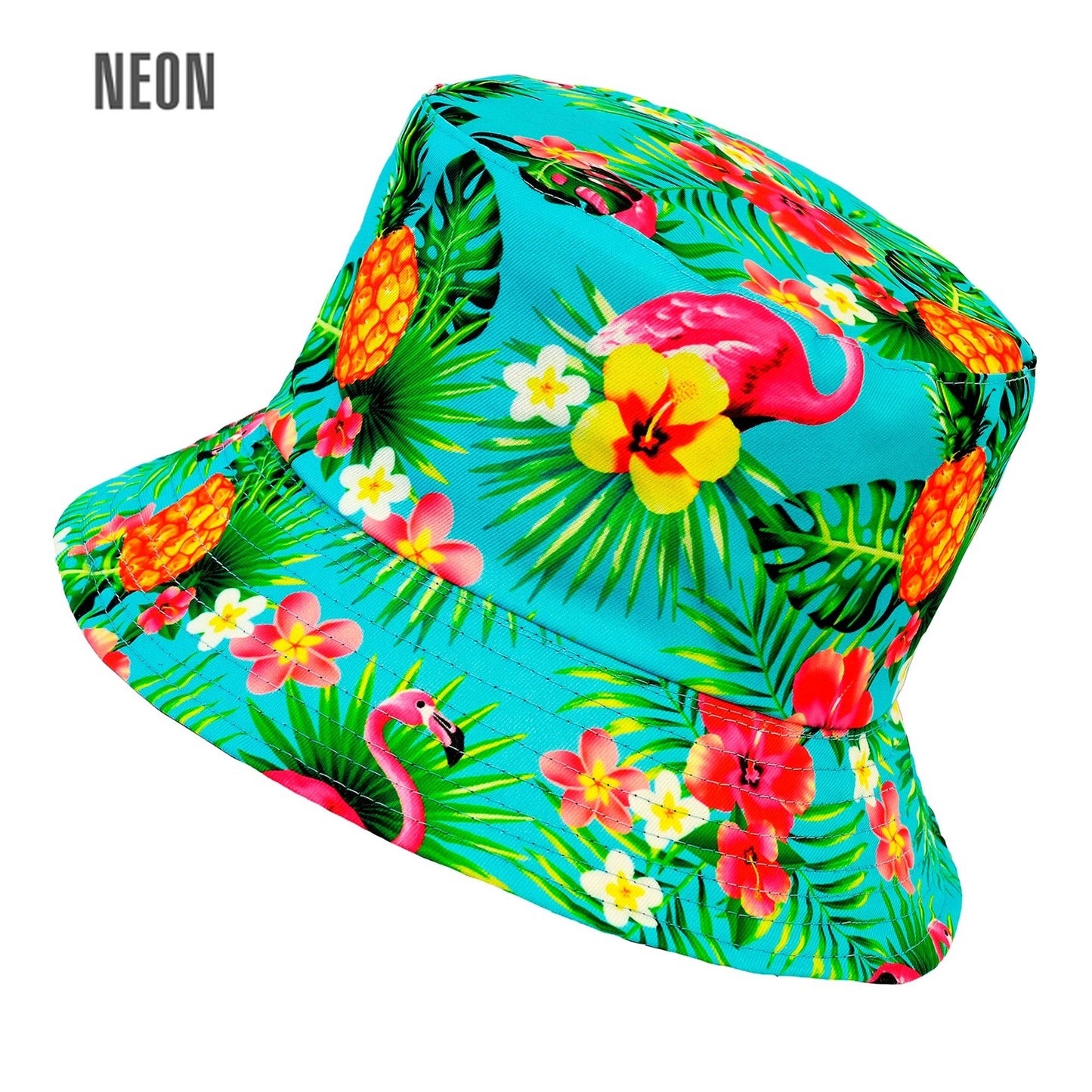 "NEON FLAMINGO ANGLERHUT" – Vorderansicht