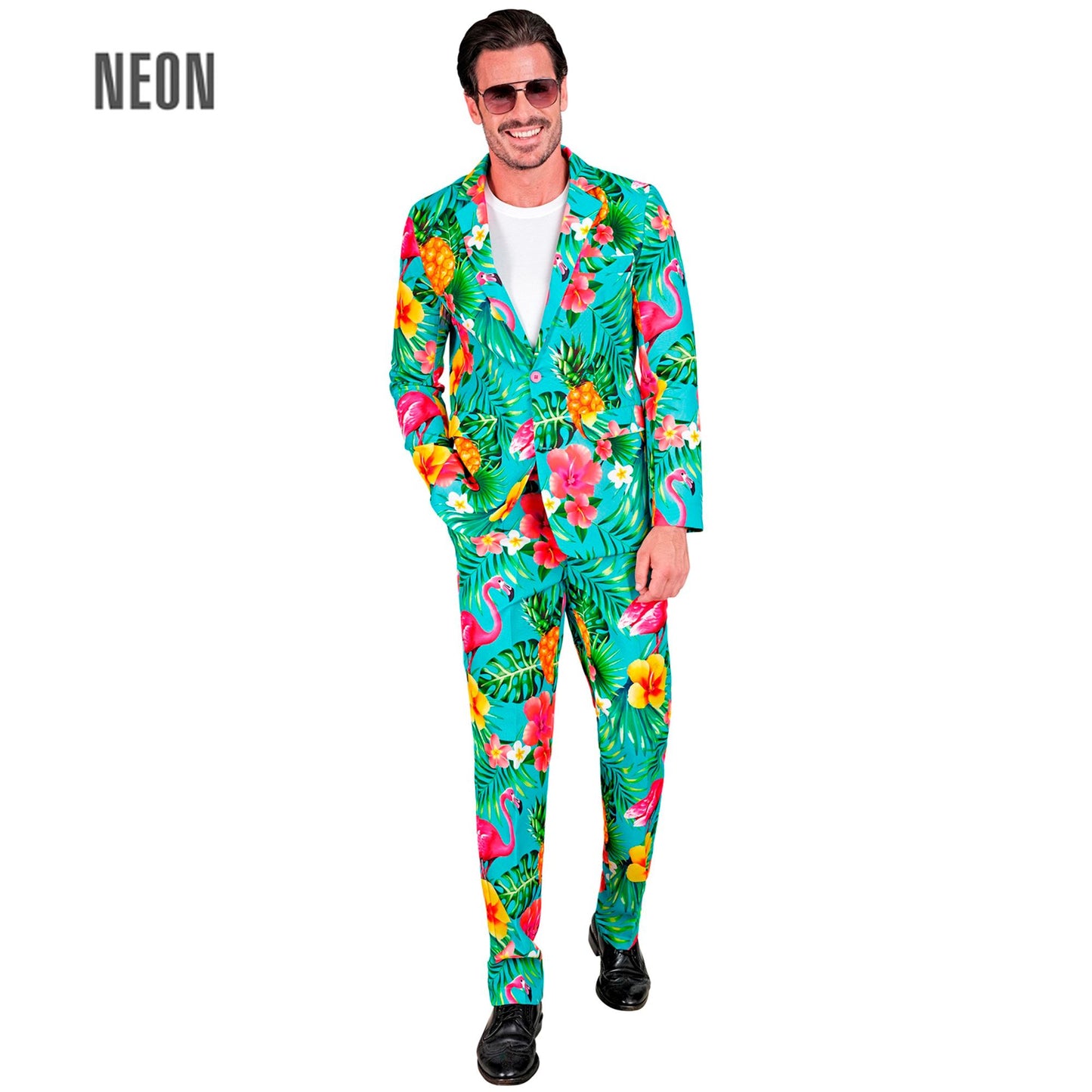 "NEON FLAMINGO PARTY FASHION ANZUG" (Jackett, Hose) – Vorderansicht