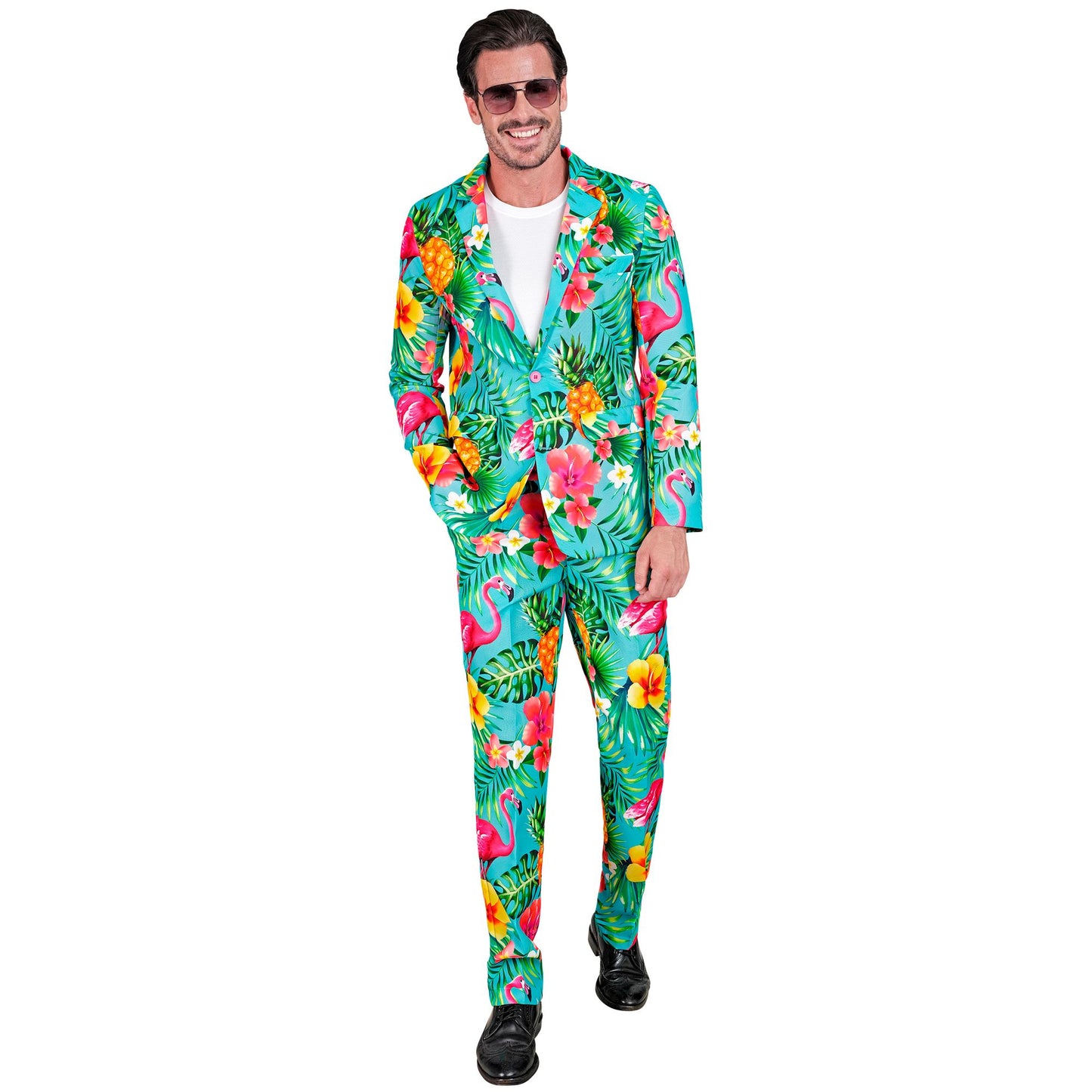 "NEON FLAMINGO PARTY FASHION ANZUG" (Jackett, Hose) – Detailansicht