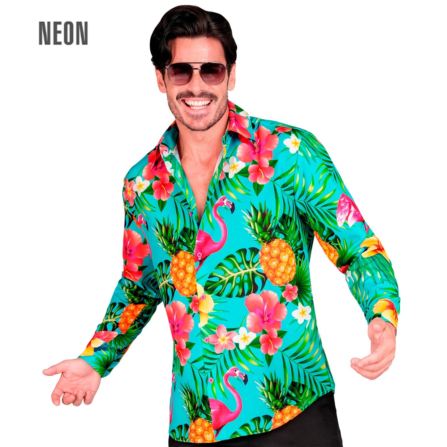 "NEON FLAMINGO PARTY FASHION HEMD" (Hemd) – Vorderansicht