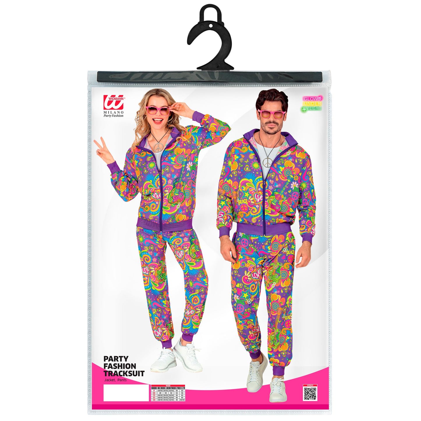"NEON FLOWER POWER HIPPIE PARTY FASHION TRAININGSANZUG" (Oberteil, Hose) – Ansicht 5