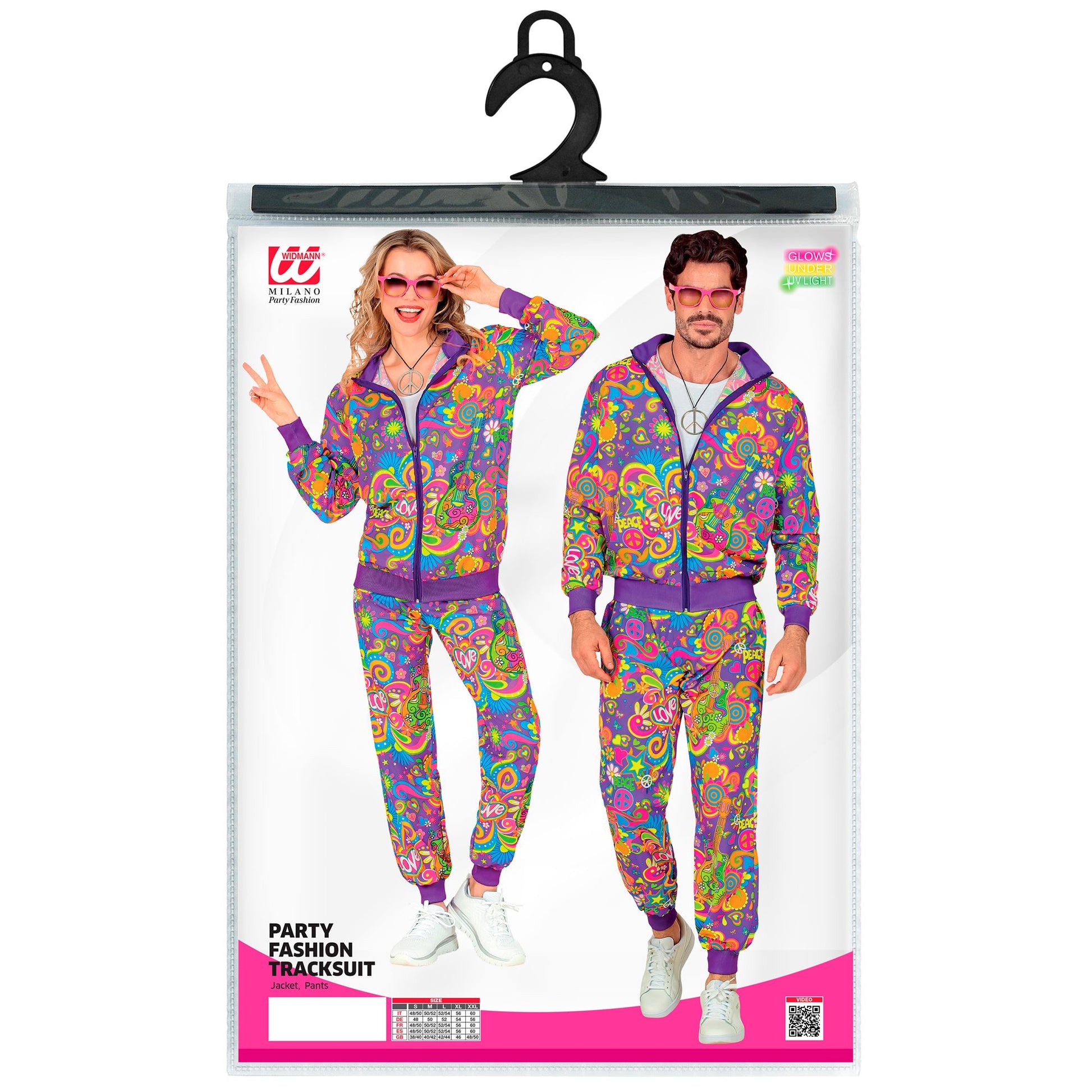 "NEON FLOWER POWER HIPPIE PARTY FASHION TRAININGSANZUG" (Oberteil, Hose) – Ansicht 5