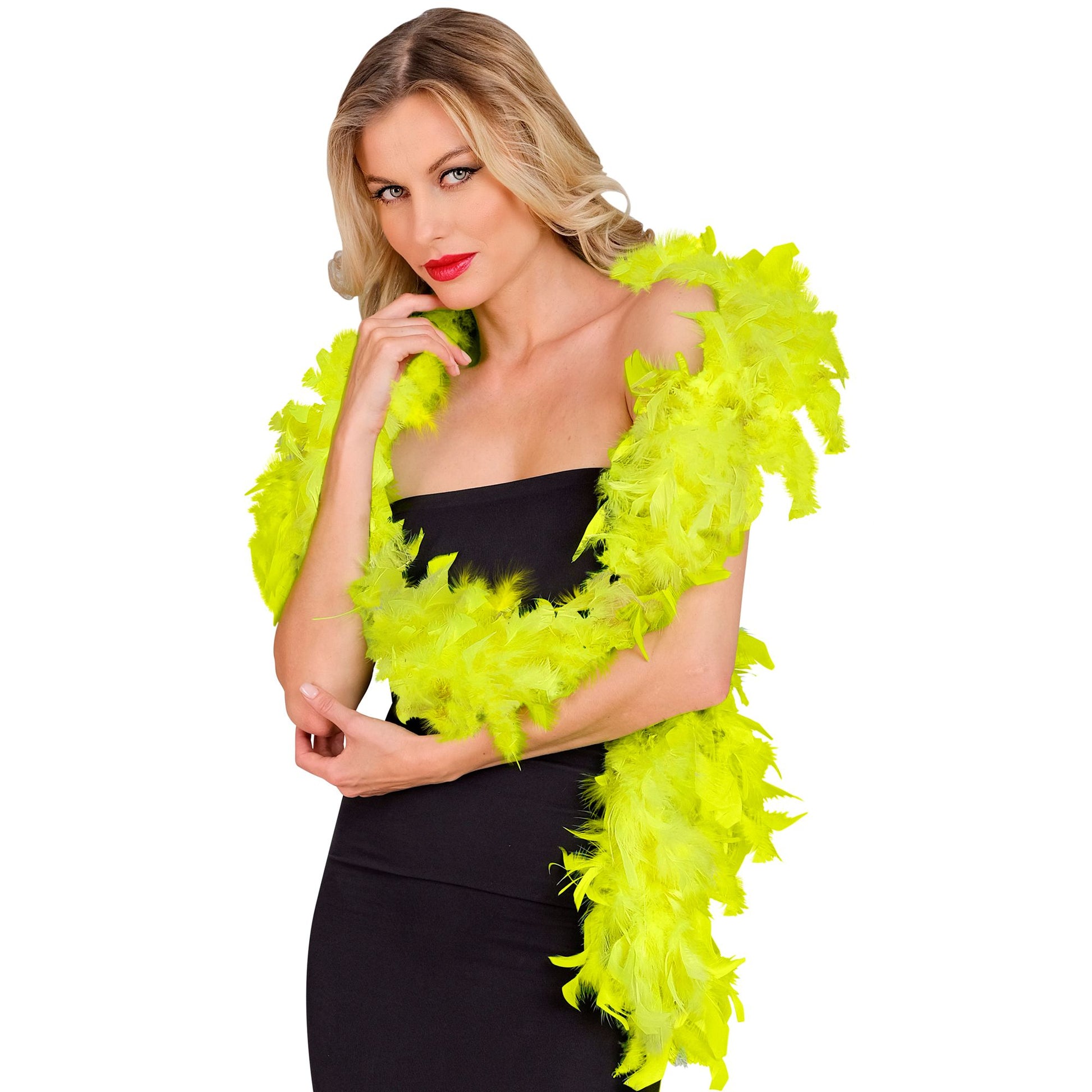 "NEON GELBE FEDERBOA" - 1,80 m - 50 g – Detailansicht