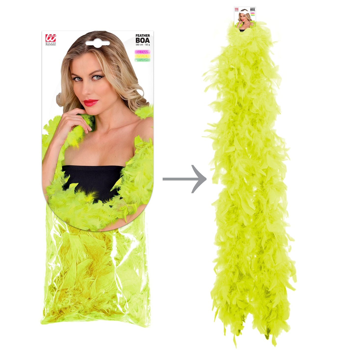 "NEON GELBE FEDERBOA" - 1,80 m - 50 g – Ansicht 3