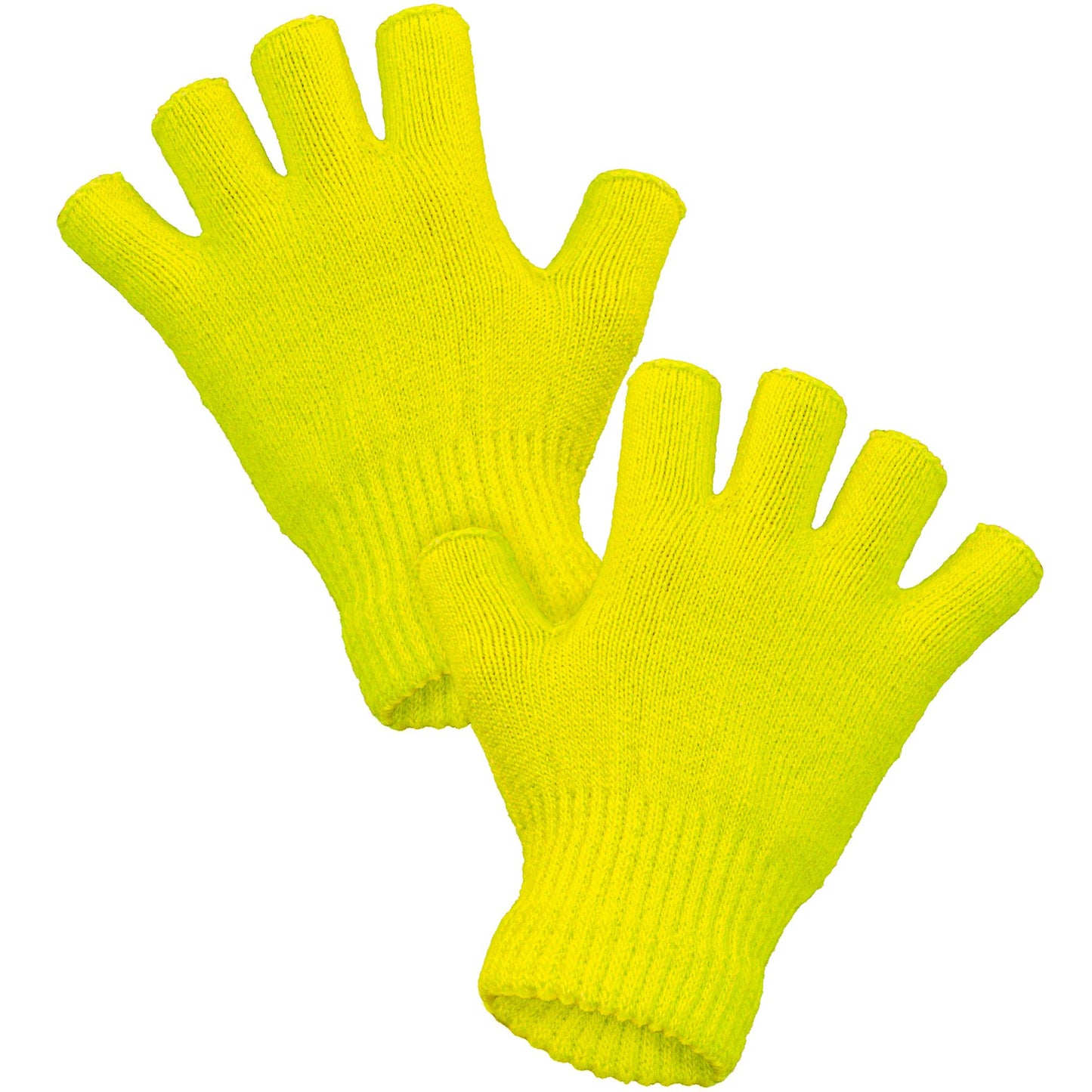 "NEON GELBE FINGERLOSE HANDSCHUHE" – Vorderansicht