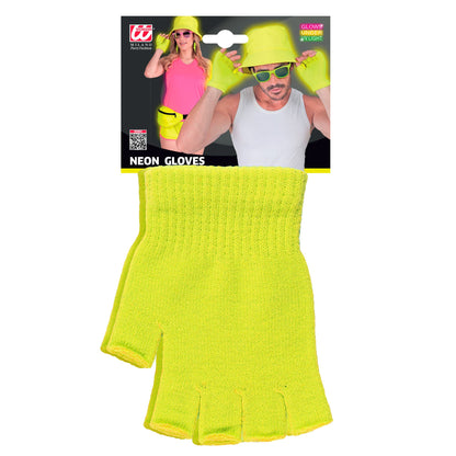 "NEON GELBE FINGERLOSE HANDSCHUHE" – Detailansicht