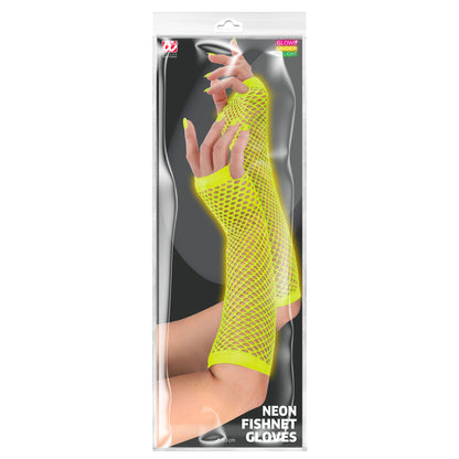 "NEON GELBE FINGERLOSE NETZHANDSCHUHE" 33 cm – Ansicht 3