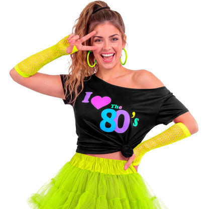 "NEON GELBE FINGERLOSE NETZHANDSCHUHE" 33 cm – Ansicht 5