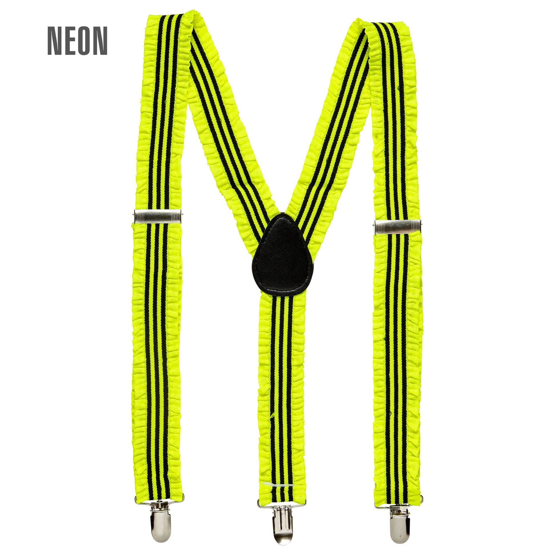 "NEON GELBE HOSENTRÄGER MIT RÜSCHEN" – Vorderansicht