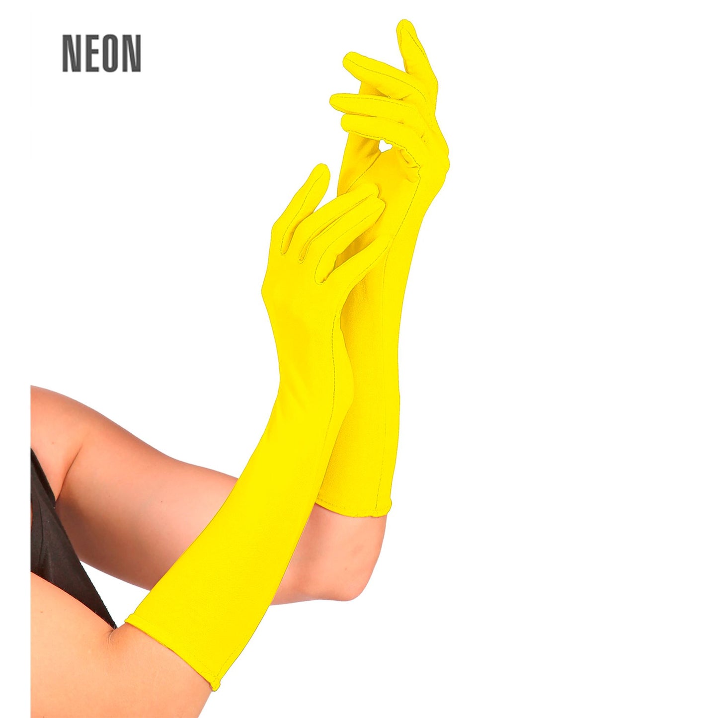"NEON GELBE LANGE HANDSCHUHE" – Vorderansicht