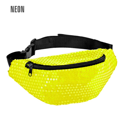 "NEON GELBE PAILLETTEN GÜRTELTASCHE" – Vorderansicht