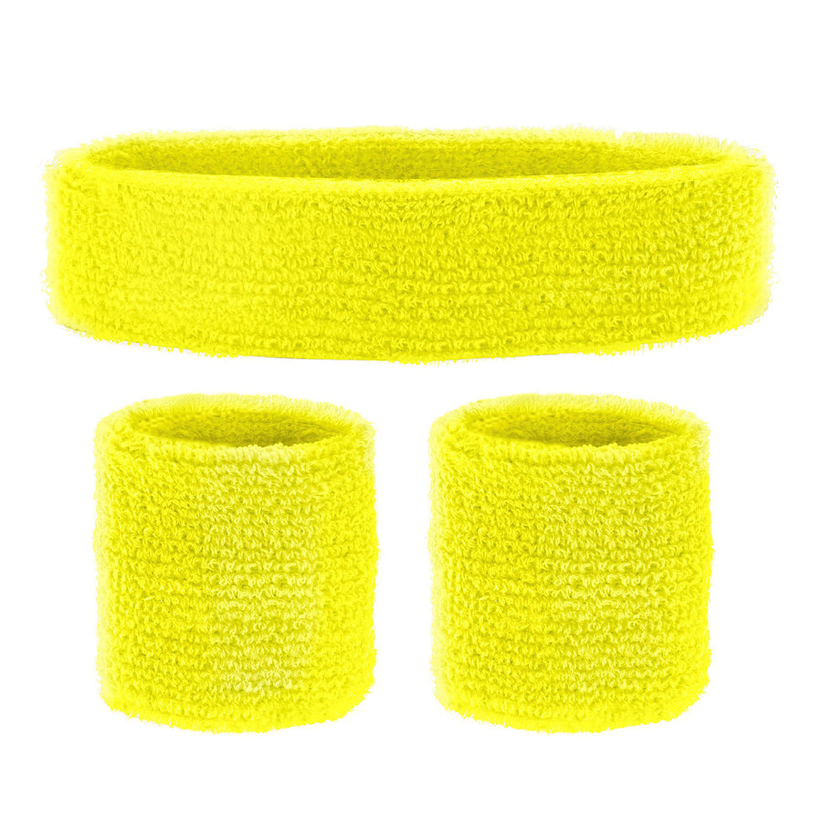 "NEON GELBE SCHWEIßBÄNDER" (Stirnband und 2 Armbänder) – Detailansicht