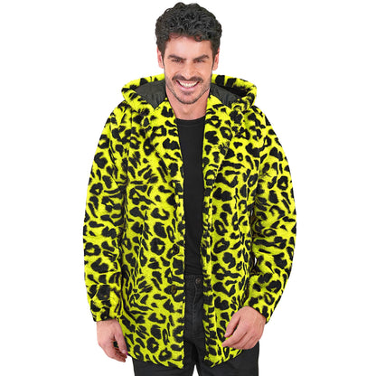 "NEON GELBER ANIMALIER LEOPARDENMUSTER PLÜSCHMANTEL MIT KAPUZE" – Ansicht 4