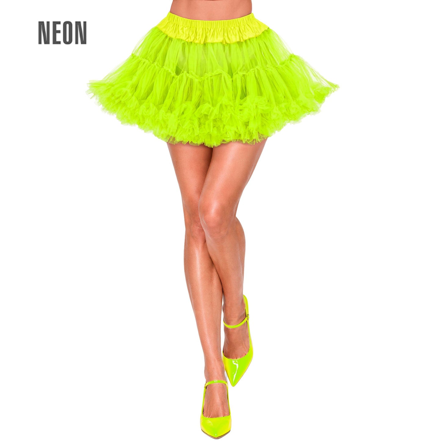 "NEON GELBER TUTU PETTICOAT" weicher mehrlagiger Tüll – Vorderansicht