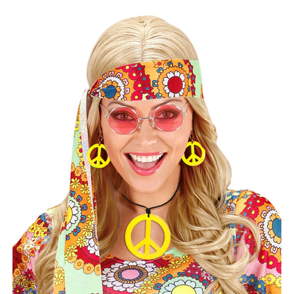 "NEON GELBES HIPPIE SET PEACE KETTE & OHRRINGE" – Ansicht 4