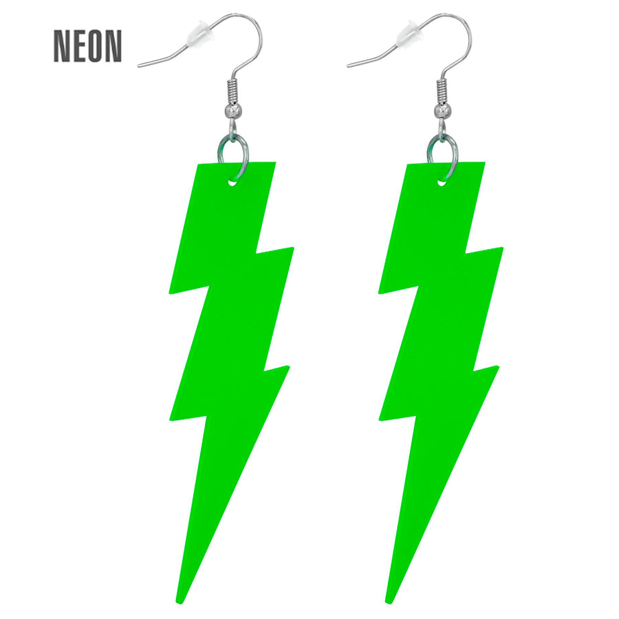 "NEON GRÜNE 80er JAHRE BLITZ OHRRINGE" – Vorderansicht