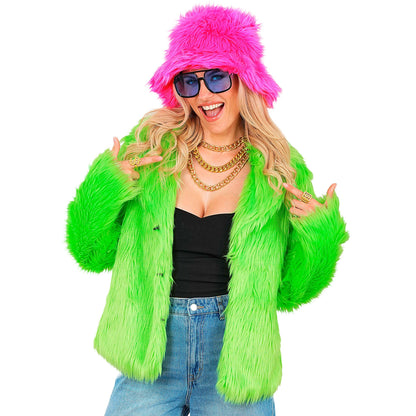 "NEON GRÜNE DAMEN PLÜSCHJACKE" – Ansicht 8