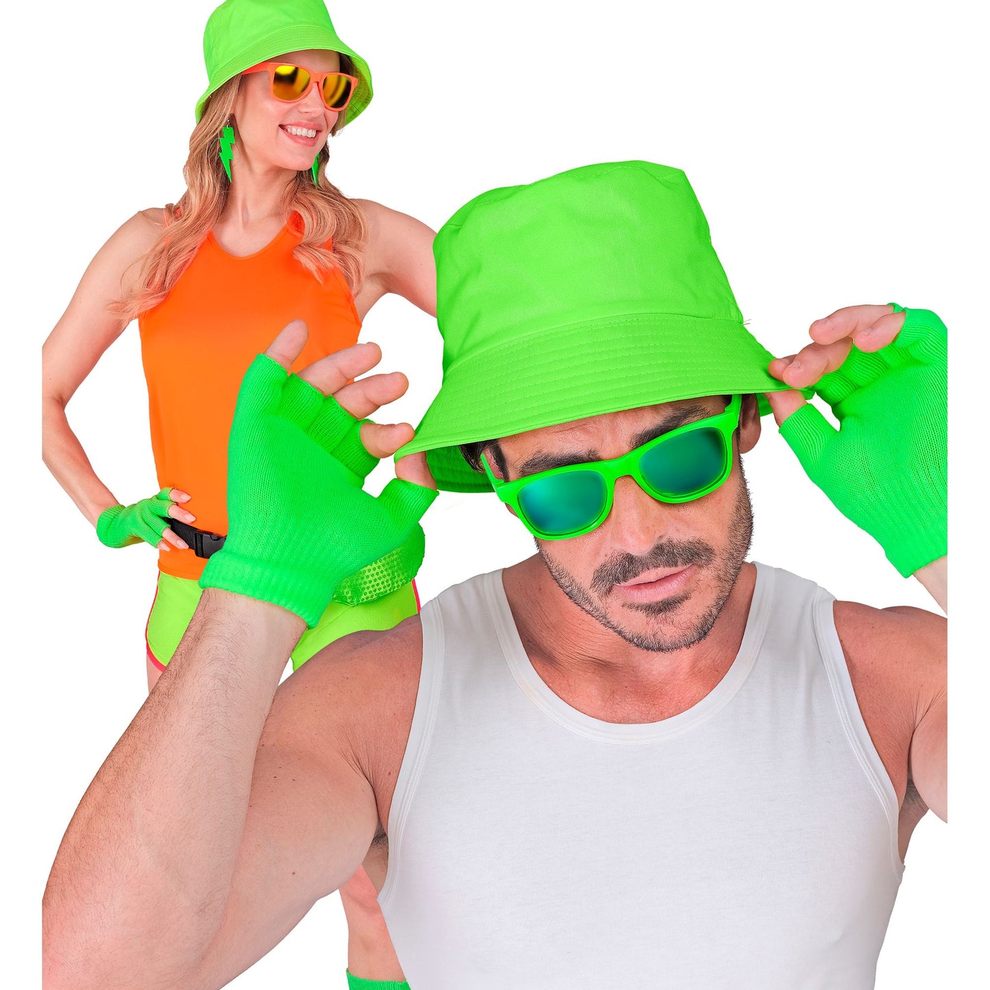 "NEON GRÜNE FINGERLOSE HANDSCHUHE" – Ansicht 3