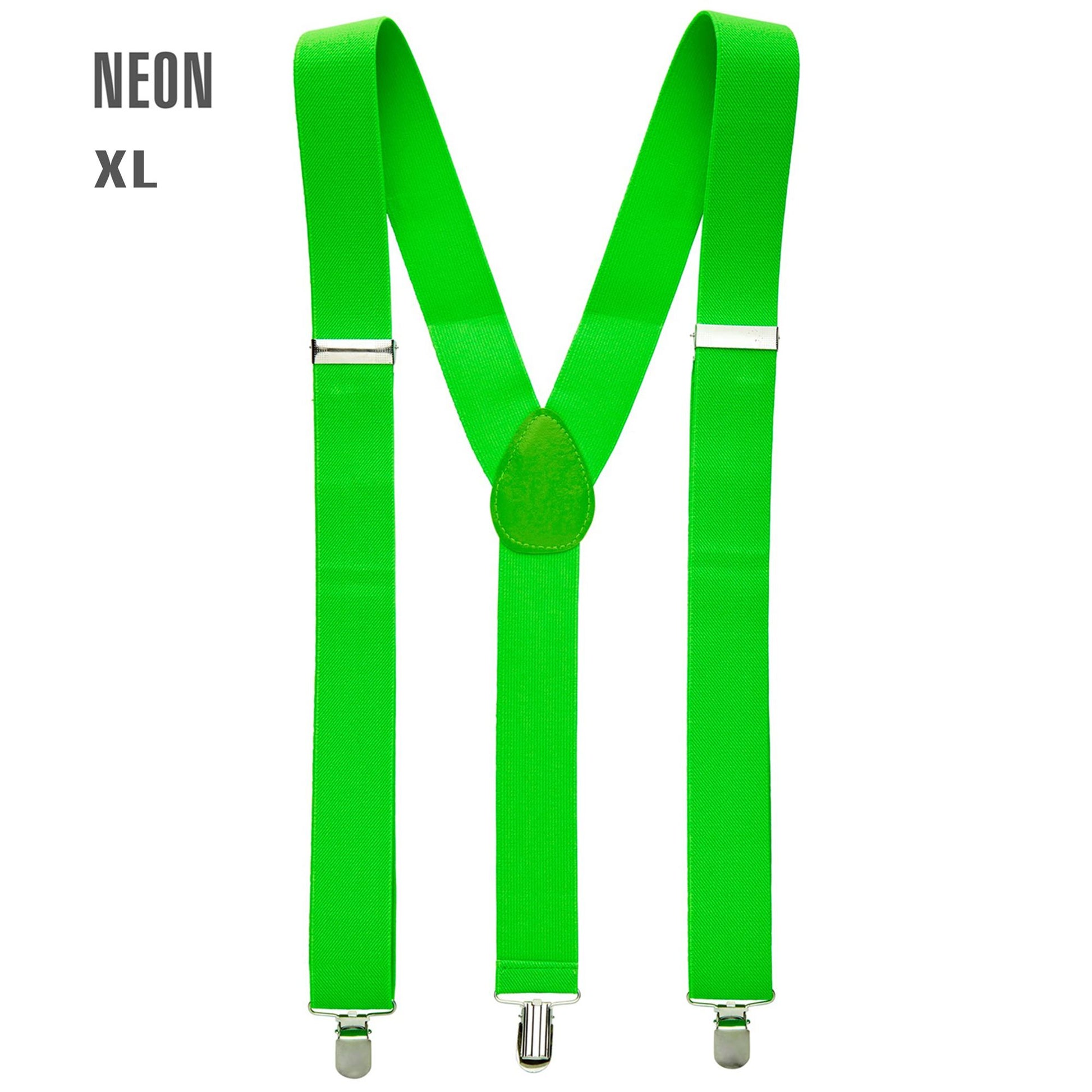 "NEON GRÜNE HOSENTRÄGER" (ultralang bis 115-120 cm) – Vorderansicht