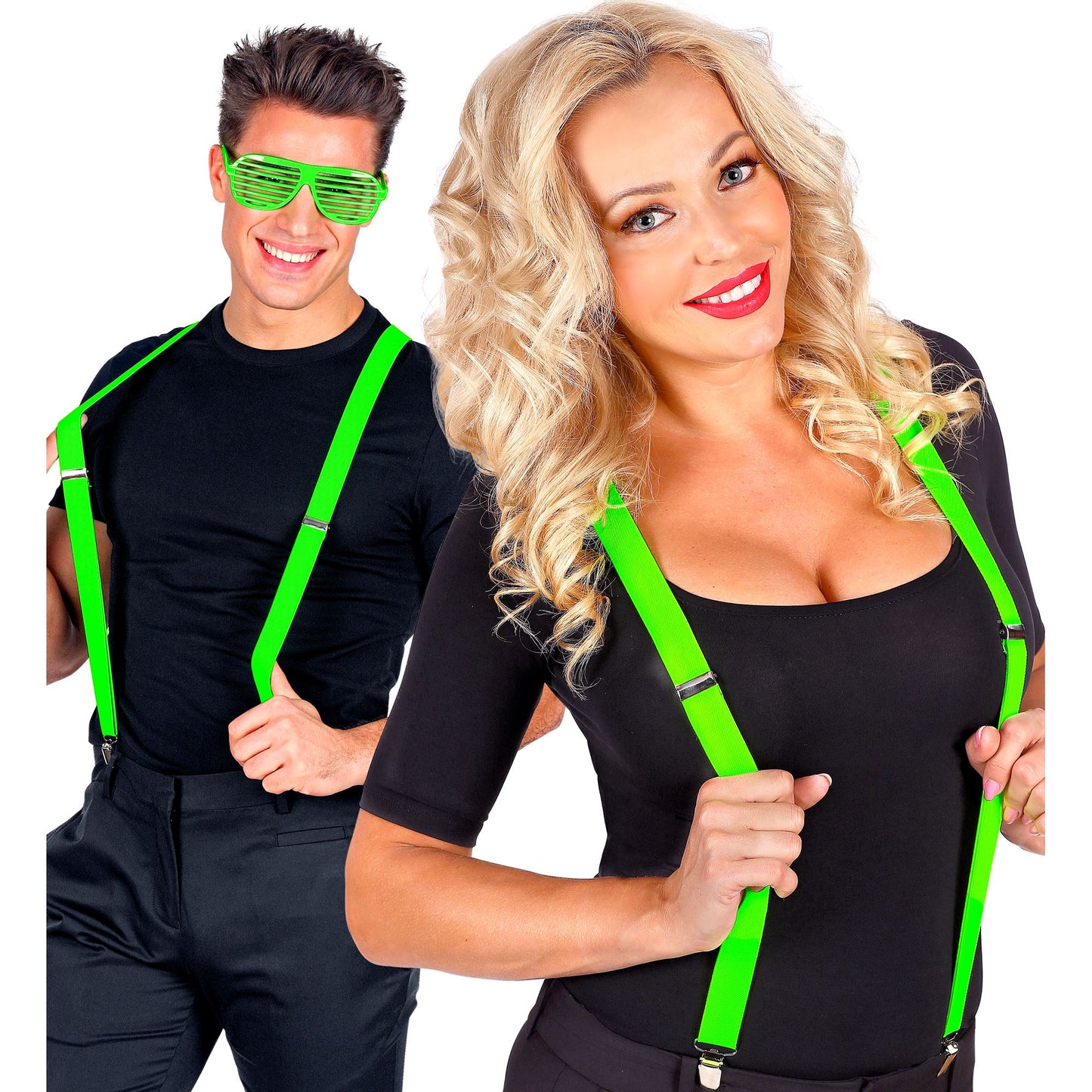 "NEON GRÜNE HOSENTRÄGER" (ultralang bis 115-120 cm) – Detailansicht